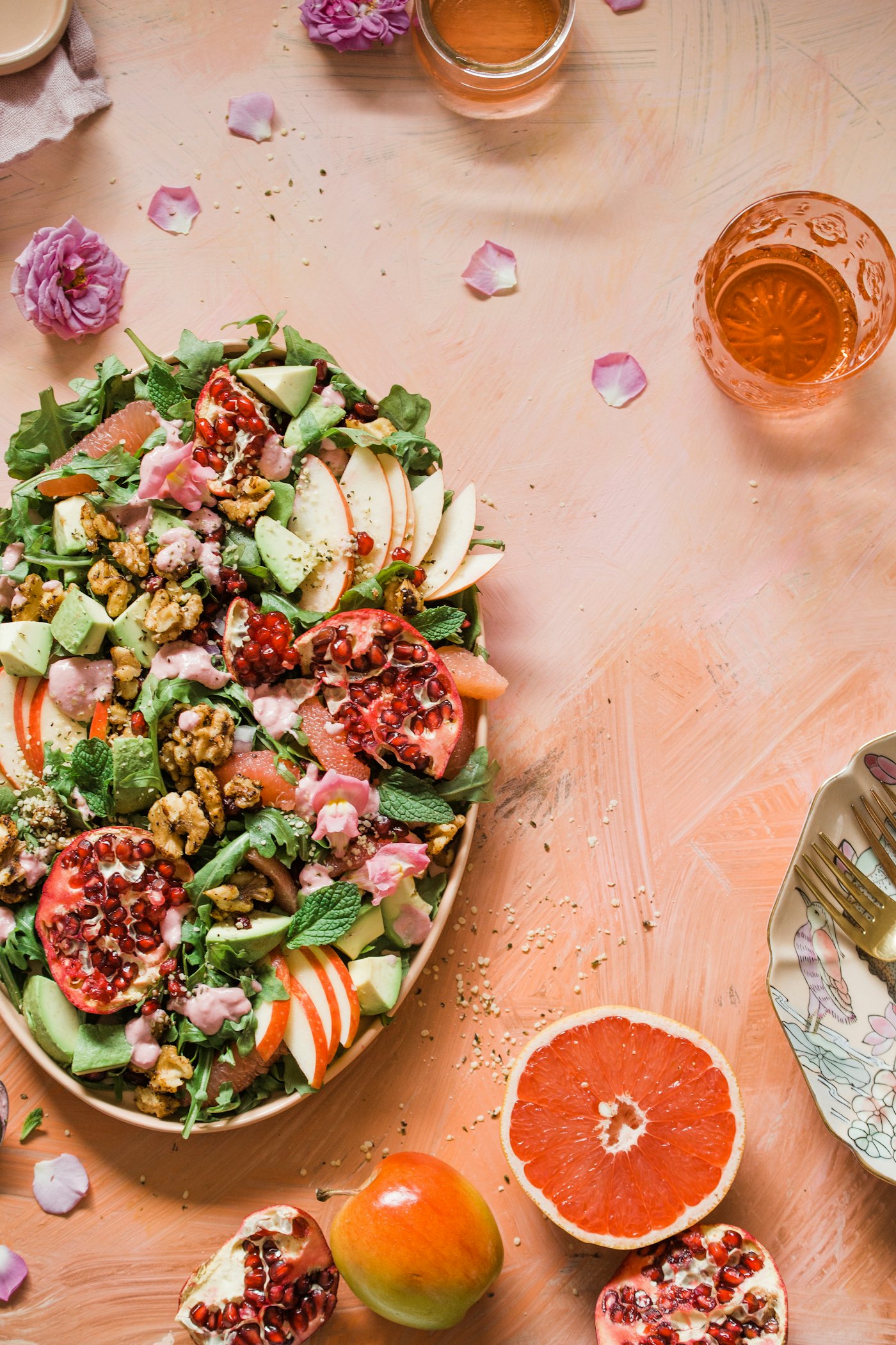 Vegetable salad on a white plate for a nutrition and calorie planning article